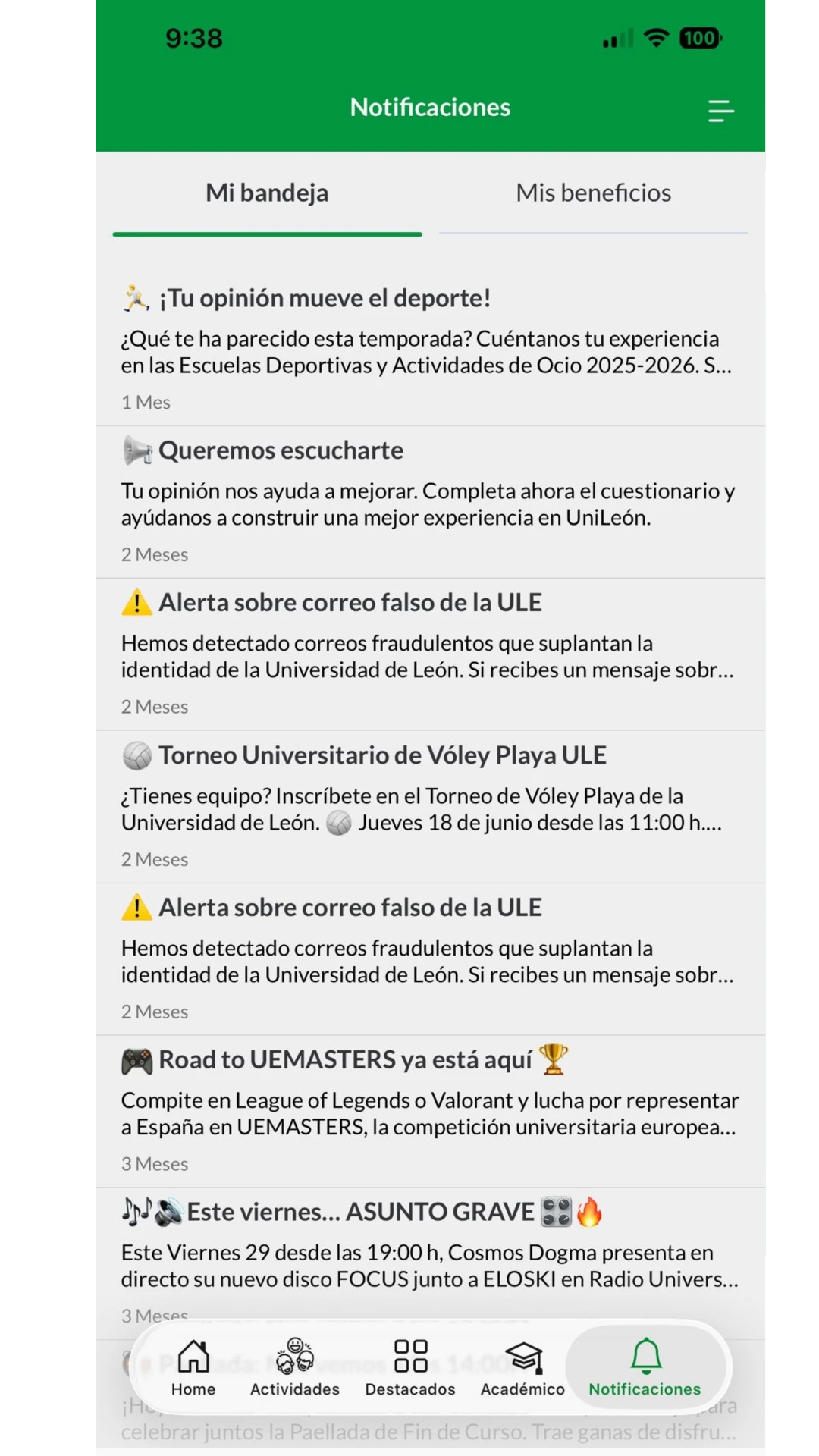 Notificaciones y beneficios