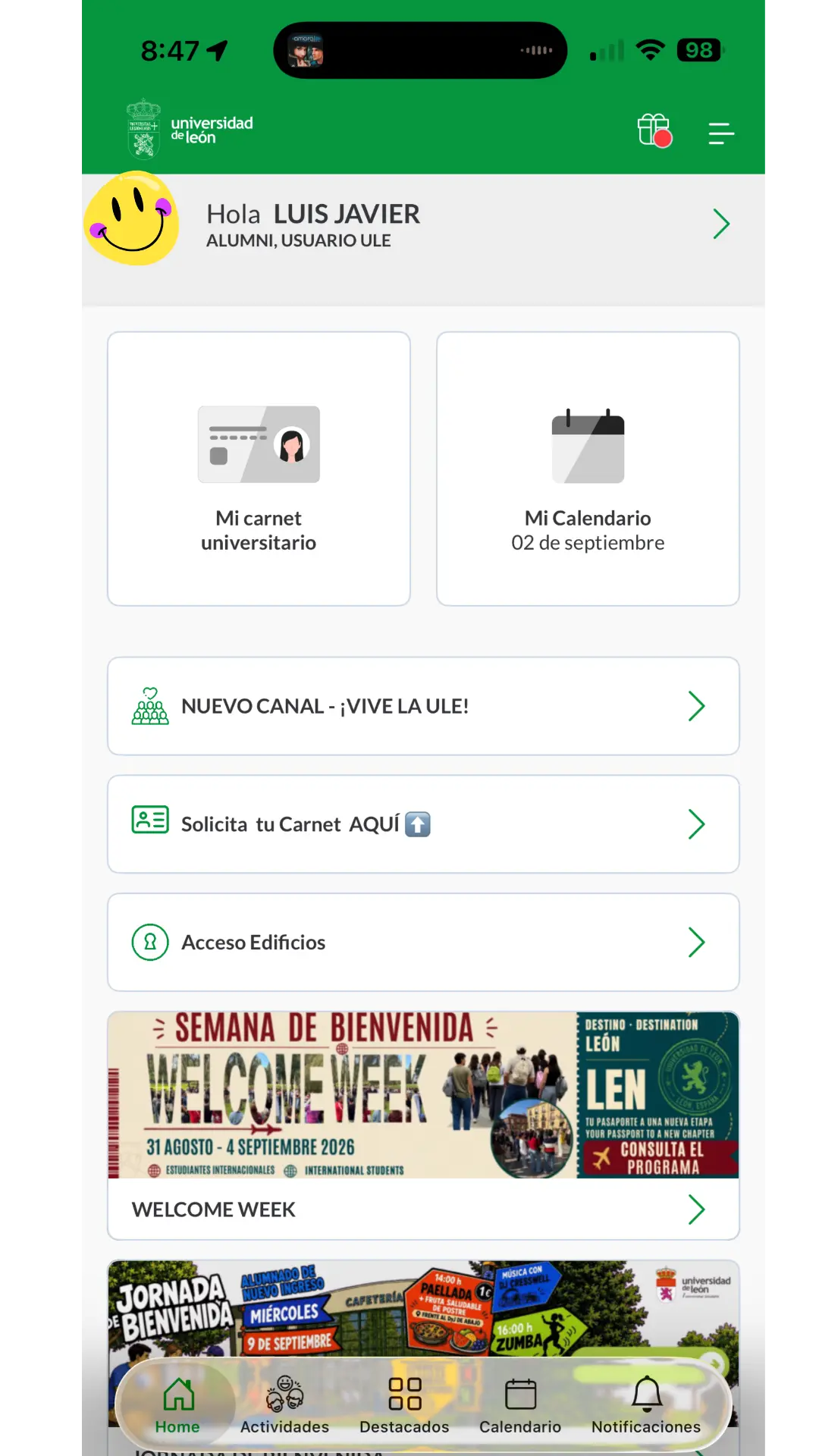 App Unileón home
