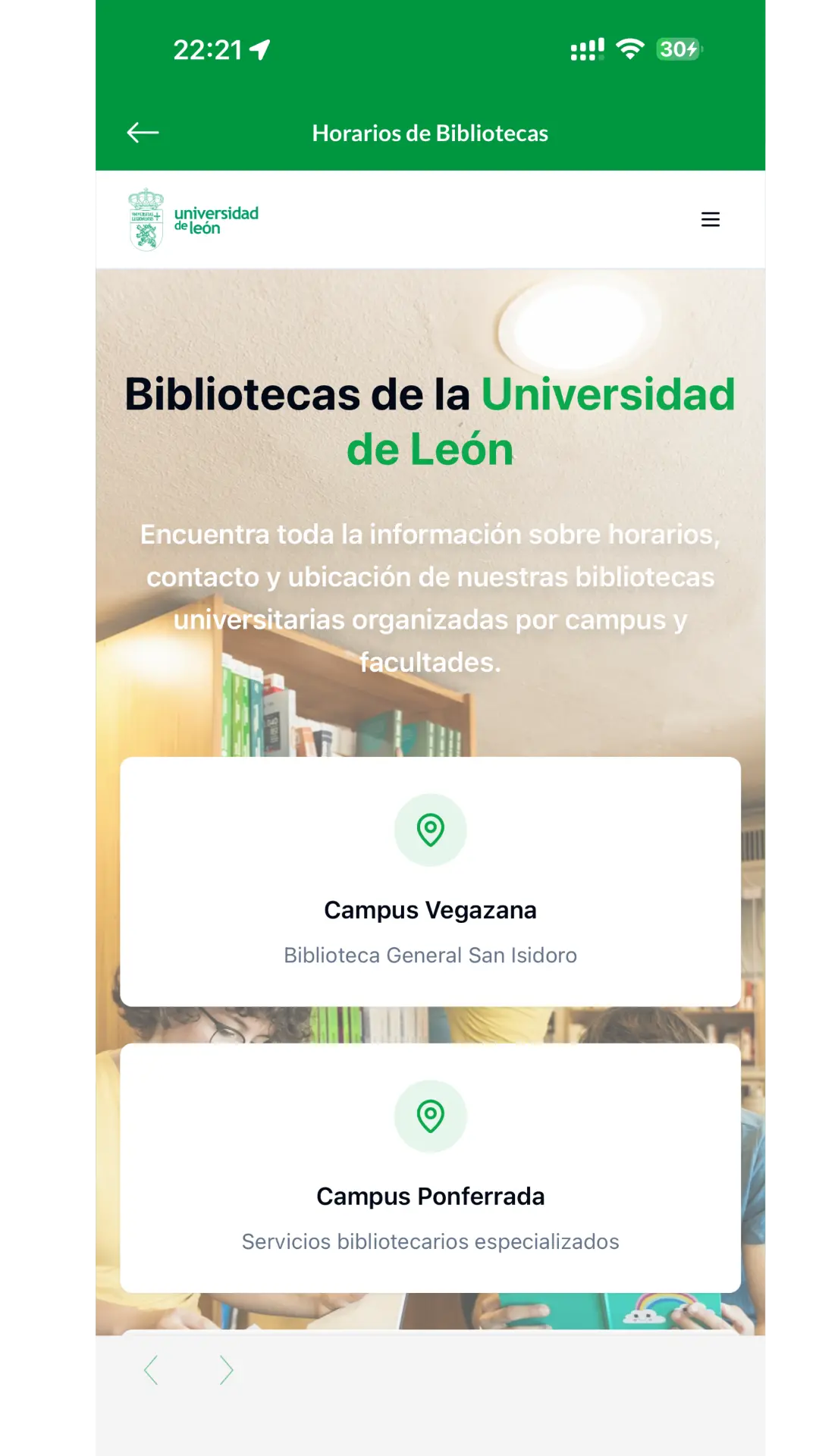 Horarios de bibliotecas